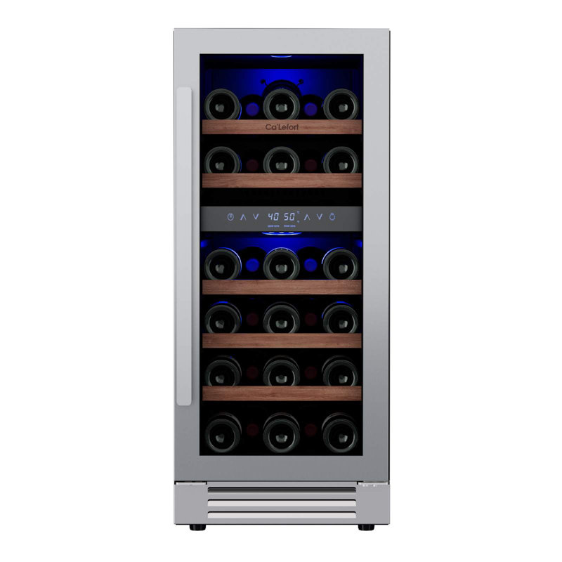 15'' Stainless Steel Dual Zone Wine Cooler with UV-Protected Glass Door