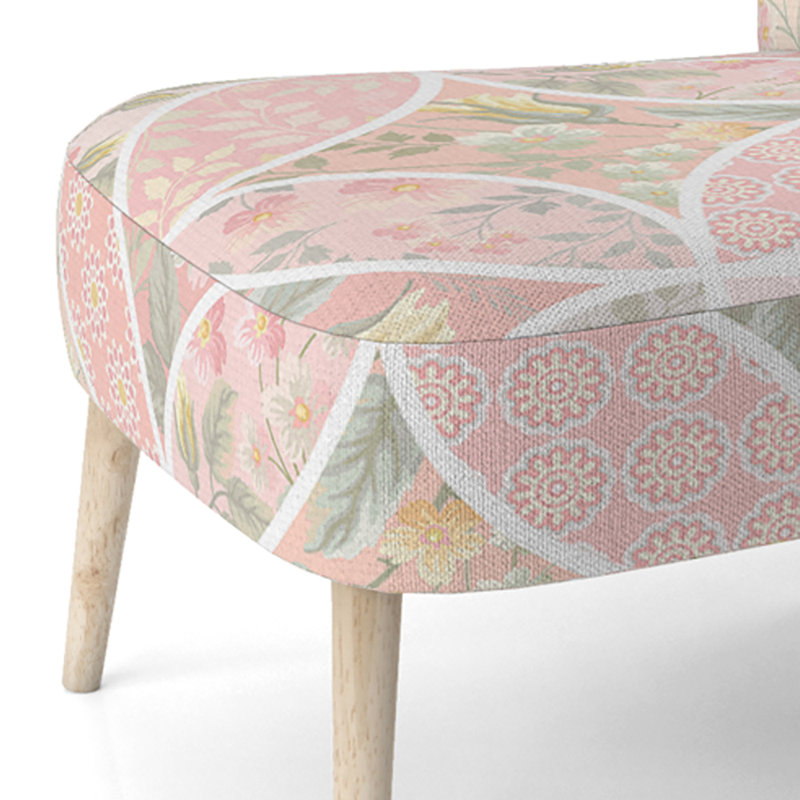 Chaise d'appoint rembourrée à motif floral rose