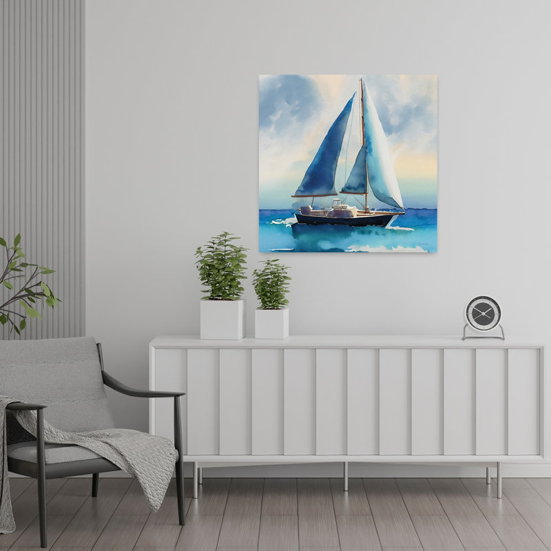 Art nautique côtier avec voilier côtier, H 24 po x l 24 po