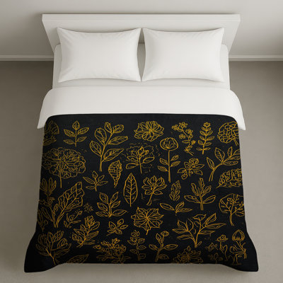 Golden Botanical Illustrations Duvet Covers