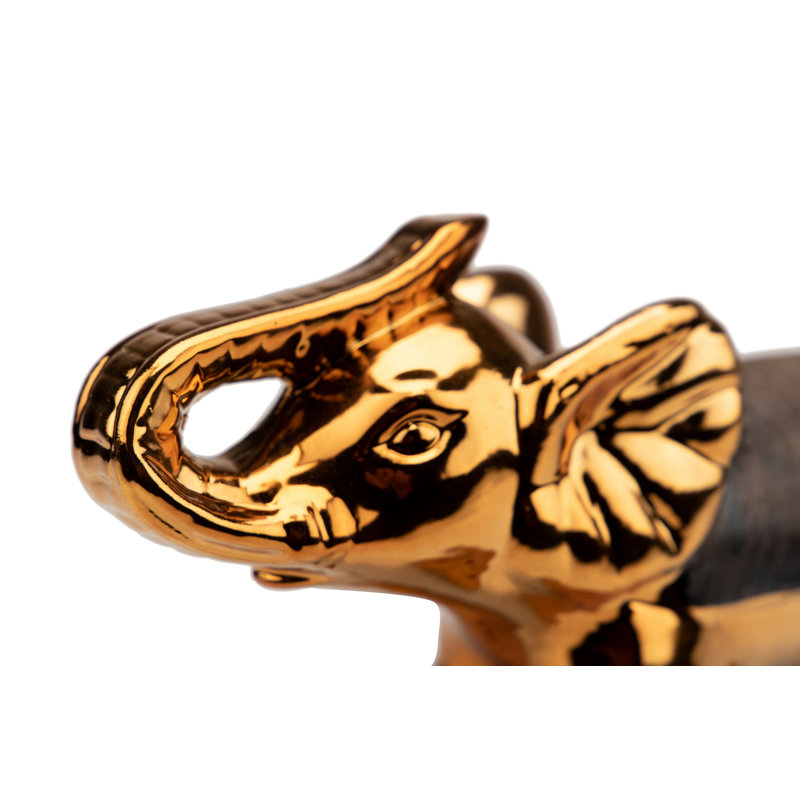 Ceramic Elephant Woodside, 14cm H x 31cm W x 12cm D, Gold