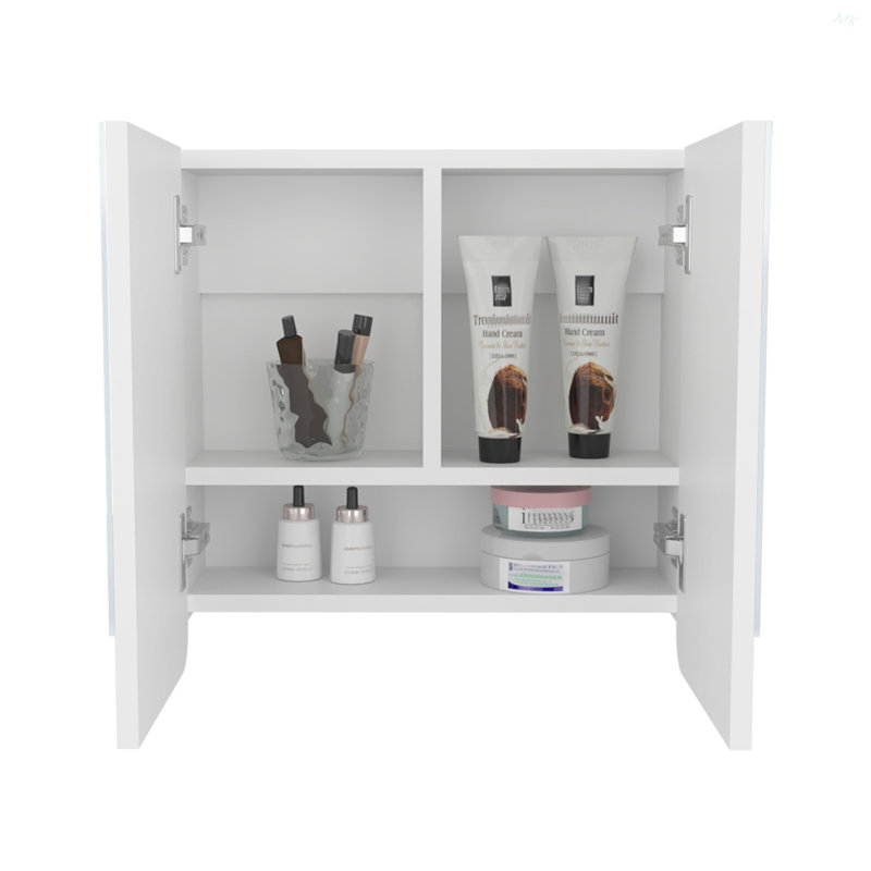 Armoire à pharmacie à miroir avec tablettes intérieures, solution de rangement et organisateur de salle de bain moderne, blanc