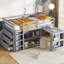 Lit mezzanine simple avec construction - tiroir, tablette, bureau, grand espace de rangement gris-710670441