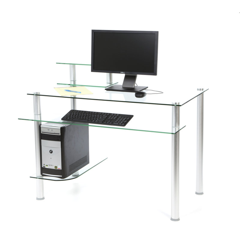 Doynton Glass Aluminium Computer Desk, Clear