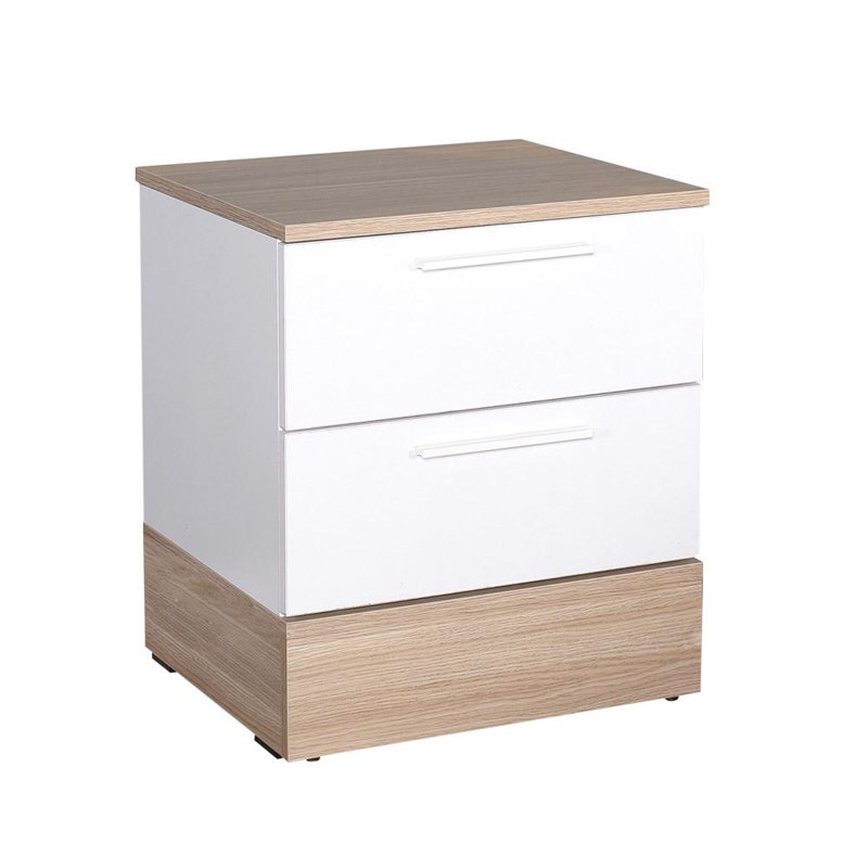 Teen White & Oak 2 Drawer Bedside Table Nightstand