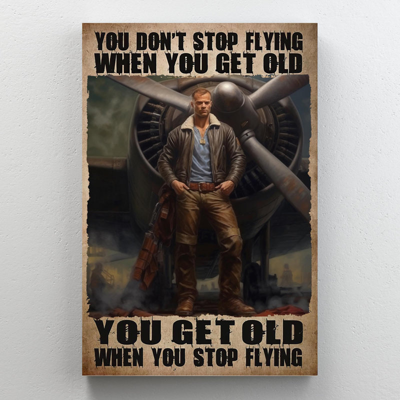 «You Get Old When You Stop Flying On», impression sur toile, H 36 po x l 24 po x P 1,25 po