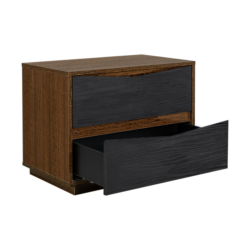 Table de chevet 2 tiroirs Kayner - Gris anthracite