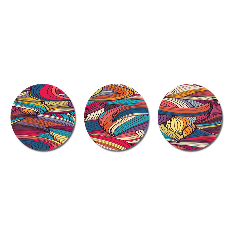 Motif de vagues colorées dessinées à la main - Ensemble de décoration murale en métal rétro