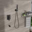 Maillon de douche en bronze huilé avec bec de baignoire en cascade - Tête de pluie carrée de 10 pouces et valve à main. Facile à installer et procédure de nettoyage.-124565985