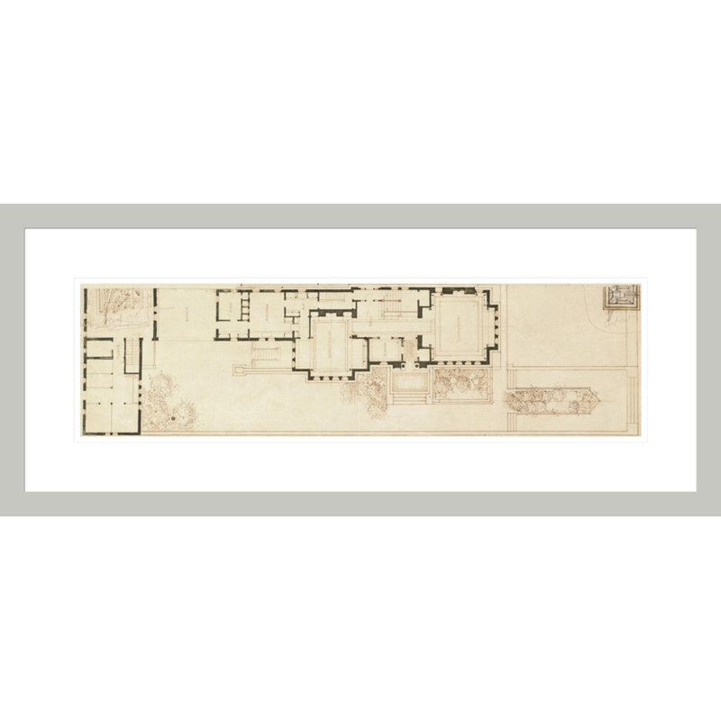 Heller House by Frank Lloyd Wright - Framed Giclee Print, 12.77" H x 29.5" W