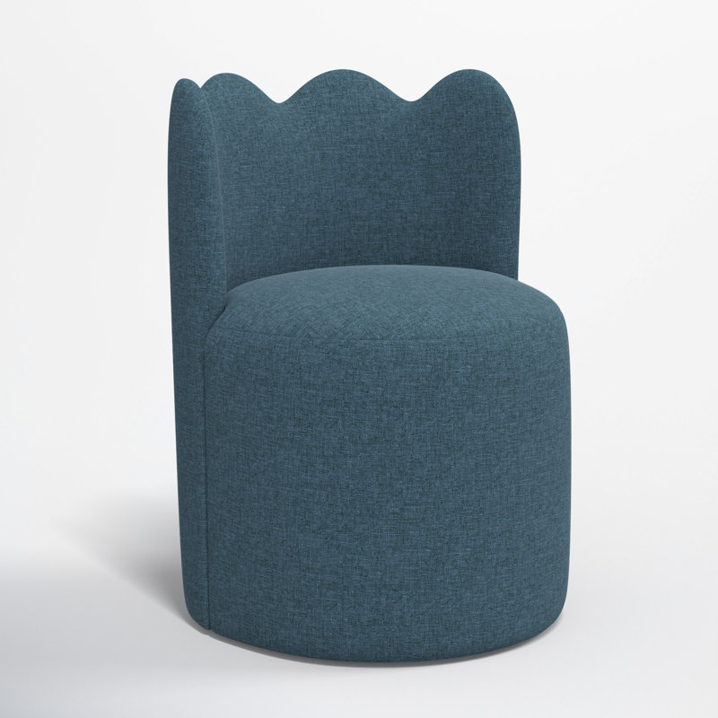 Wavy Back Dining Chair, Zuma Navy Textured Linen