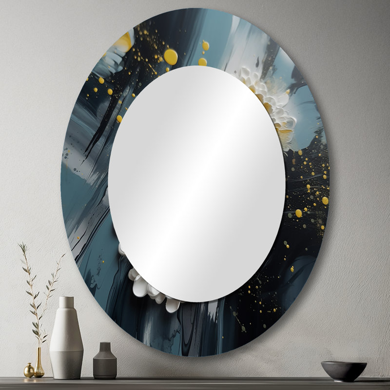 Décor de miroir mural jaune jaune jacinthe blanc VI - jaune, 43 po x 33 po