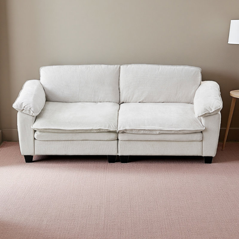 Grand canapé luxueux avec causeuse en chenille et salon, Beige