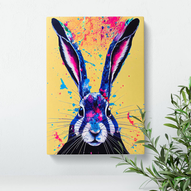 Painted Hare No.5 Abstract - Wrapped Canvas, 76cm H x 50cm W x 3cm D