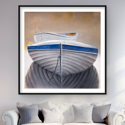 Deux canots - impression encadrée matte de bord de mer pour la décoration intérieure