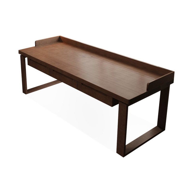 Tan Rectangular Solid Wood desks, 29.53" H x 94.49" W x 27.56" D