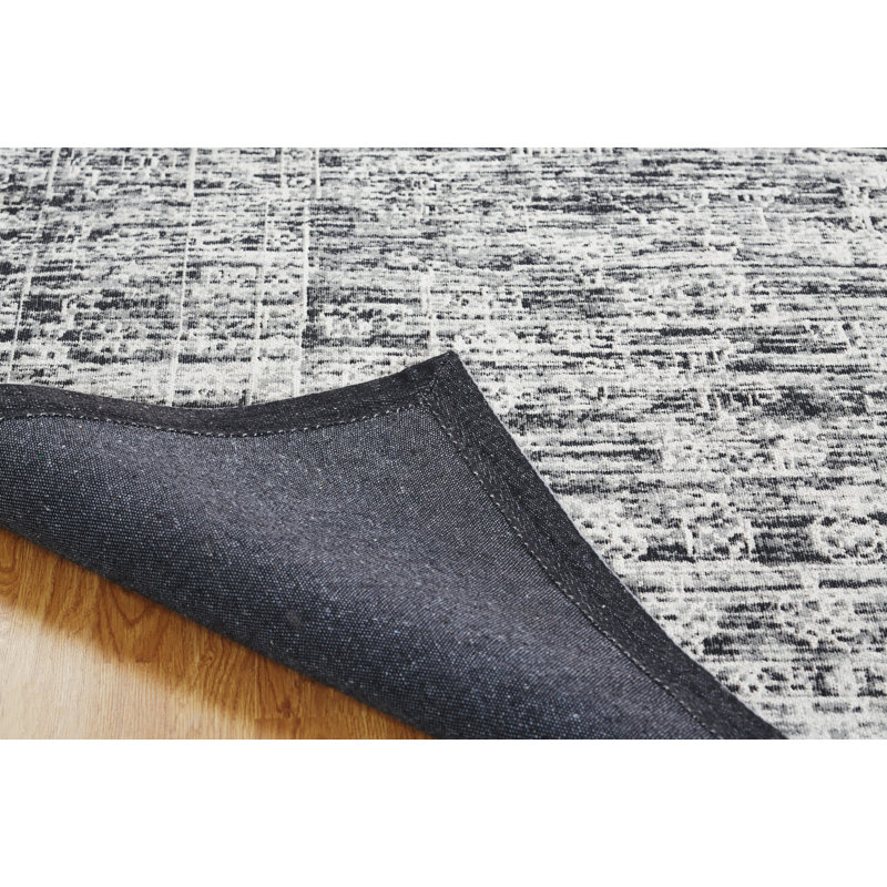 Shirl Abstract Handmade Flatweave Cotton Charcoal Area Rug, Rectangle 2' x 3'