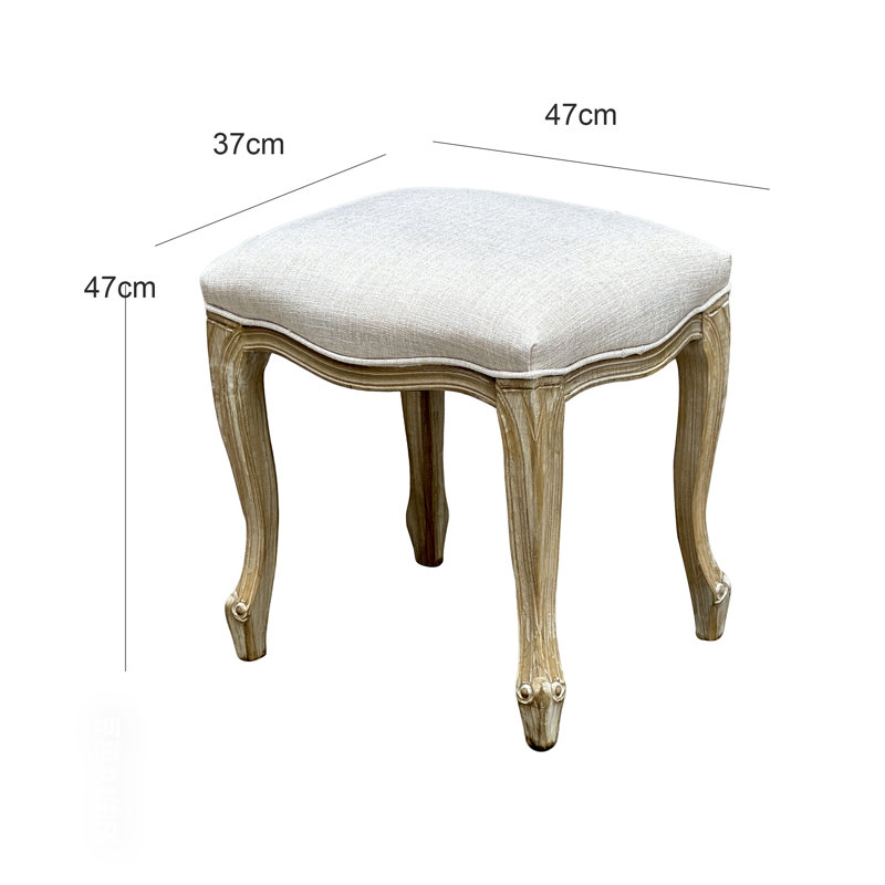Solid + Manufactured Wood Accent Stool, Beige