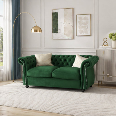 Chesterfield Loveseat with Deep Tufting and Nailhead Accents