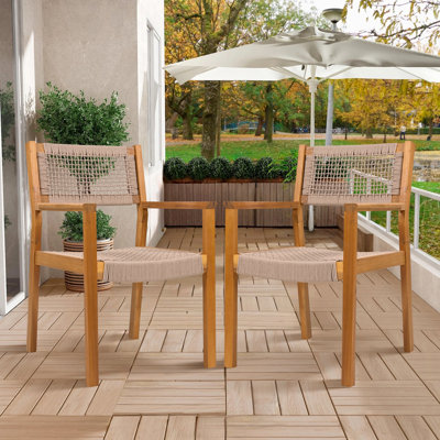 Solid Wood Outdoor Dining Armchair