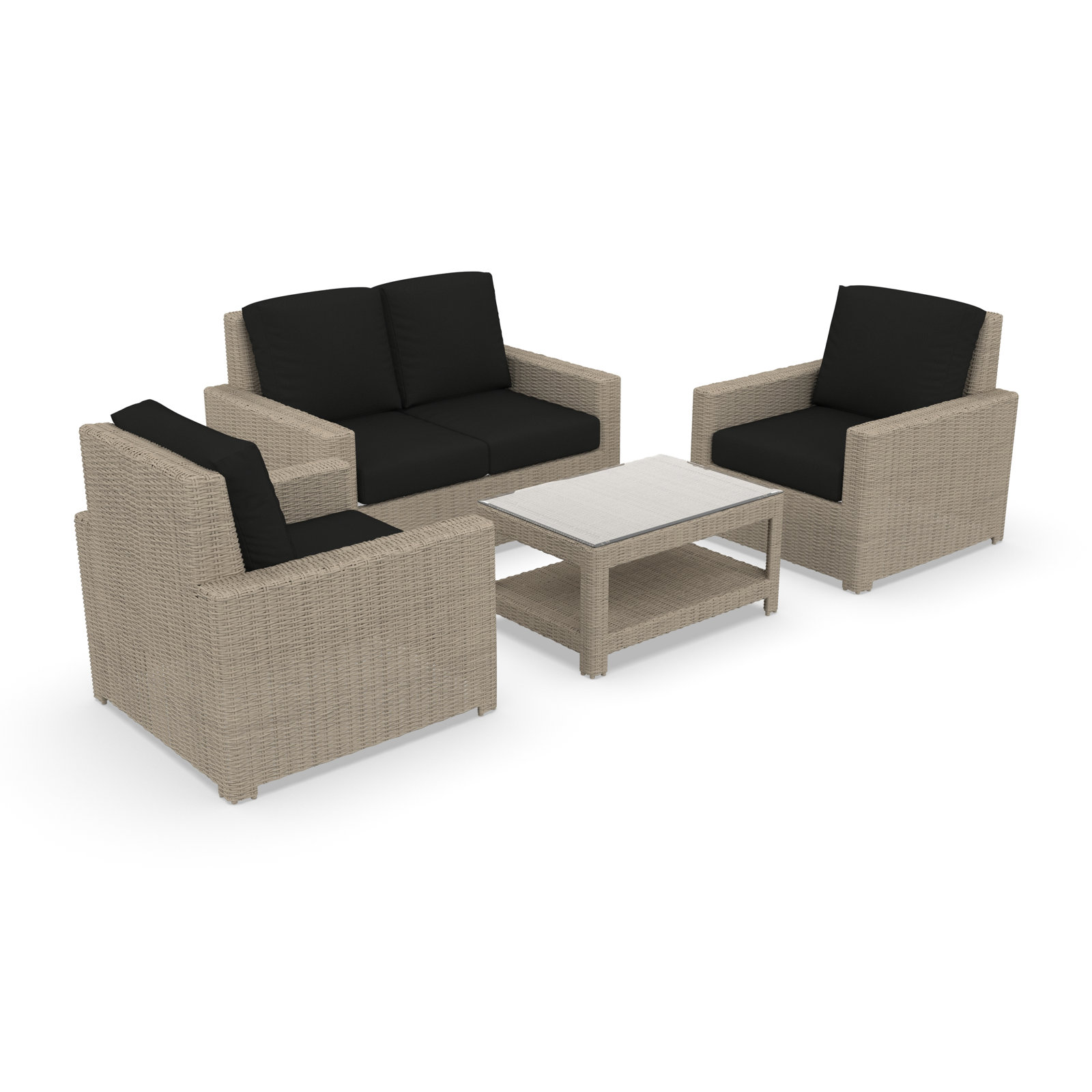 Henri 4-Person Sunbrella® Patio Seating Group, Canvas Black