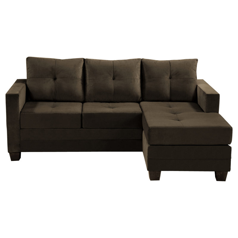 Canapé modulaire réversible avec microfibre café et méridienne haute mousse confortable