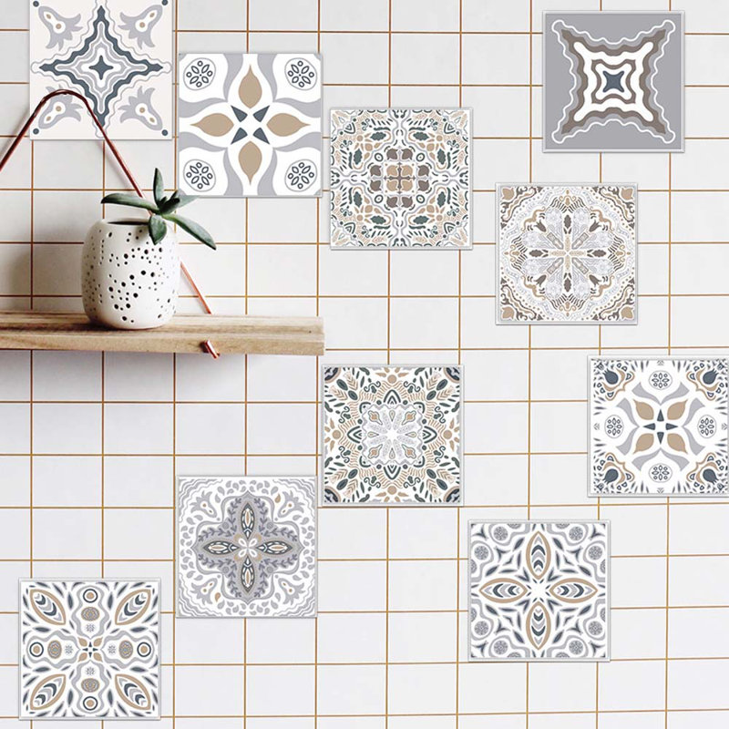 Rooney 15cm x 15cm Plastic Mosaic Tile in Grey