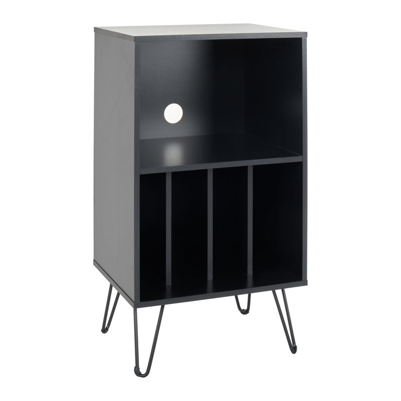 Open Shelved Turntable Stand, Black