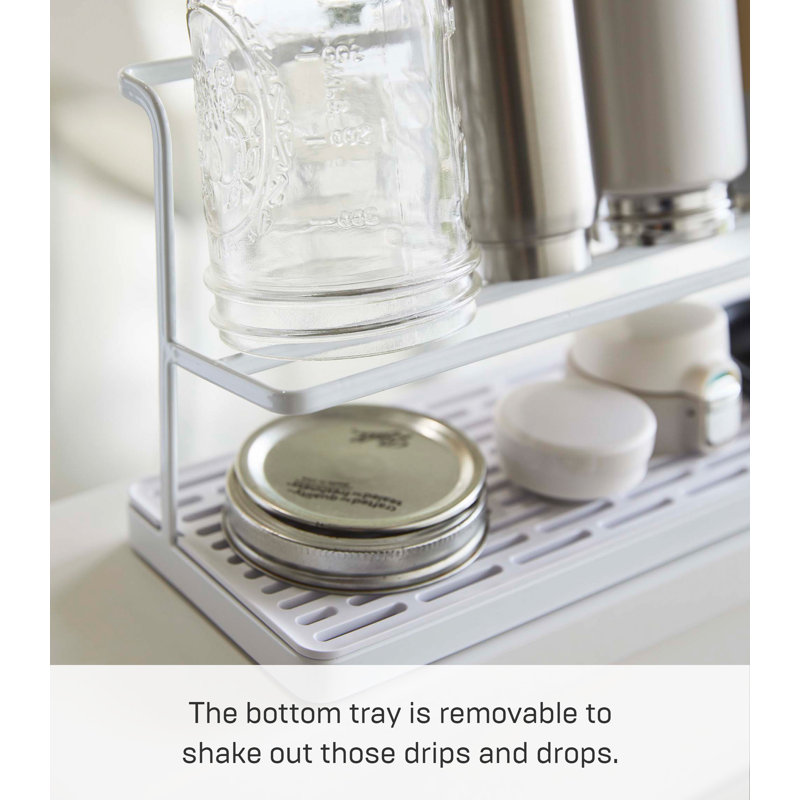 White Metal Compact Countertop Bottle Drying Rack