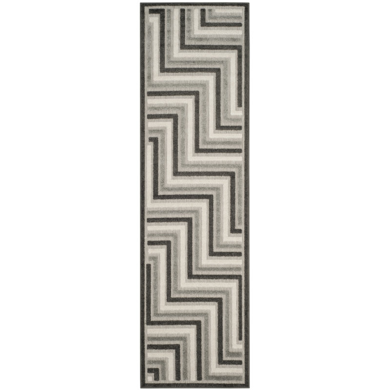 Tapis extérieur gris Schaefer, Coureur 2'3" x 8'