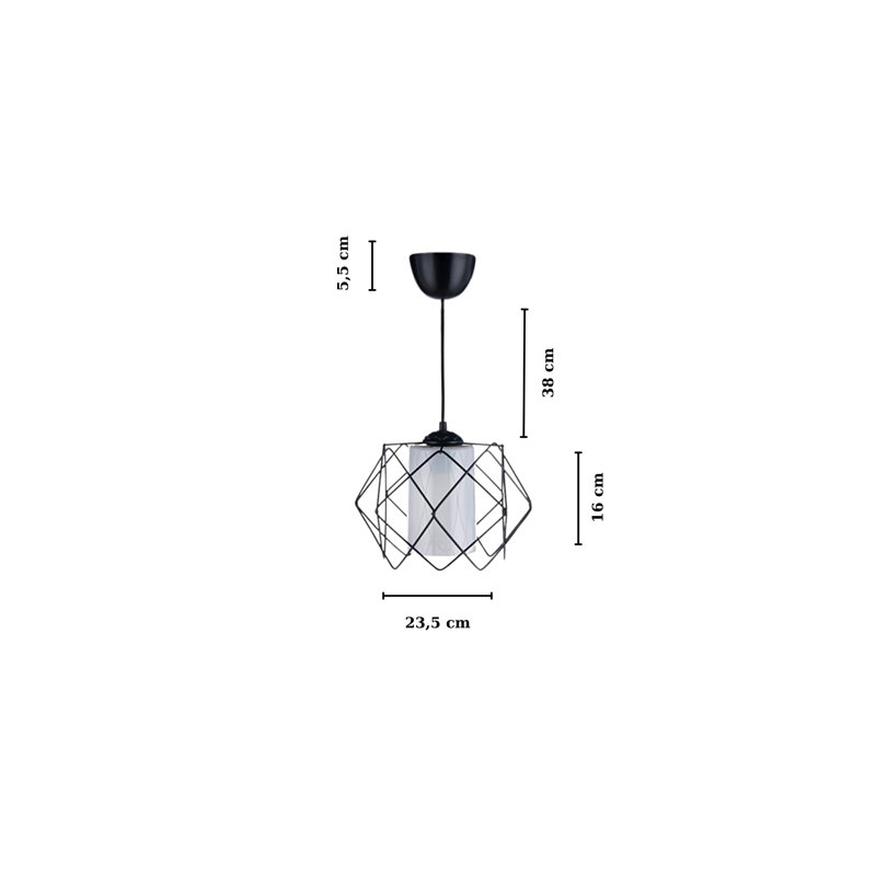 Lustre noir élégant avec structure en métal, 30,9 po x 6,3 po | Diamètre du capuchon: 9,3 po, hauteur: 29,9 po | 3 x douilles E27, 40 W maximum | Éclairage élégant pour la salle à manger et les espaces de vie, classé IP20