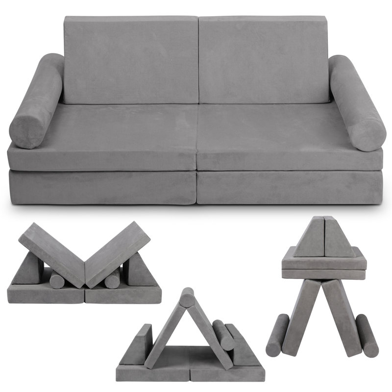 Mascoutah Kids 3'' Club Chair and Ottoman, Gray