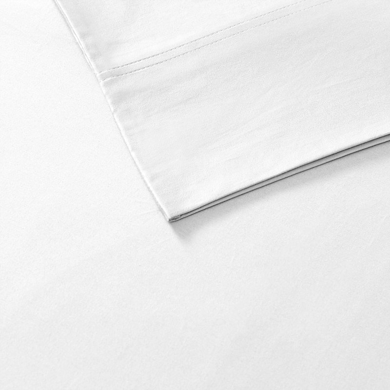 Queen White Cotton Percale Bedding Set