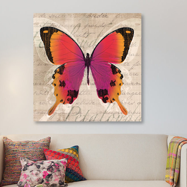 « papillons iii », reproduction d’impression sur toile tendue, H 12 po x l 12 po x P 1,5 po, Toile tendue, Pas de tapis