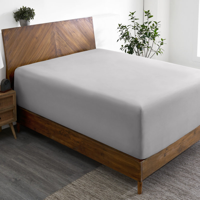 Extra Deep Microfiber Fitted Sheet, California King Fitted Sheet, Light Gray