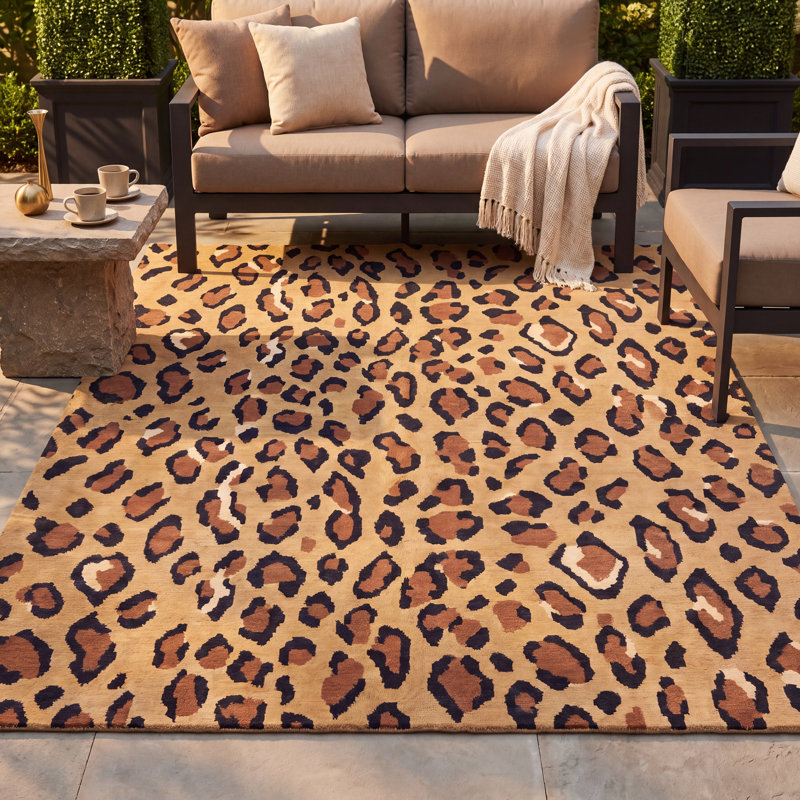 Tapis Bilting Animal Print Gold Cream Ivory Black, Rectangle 6 pi 11 po x 8 pi 10 po