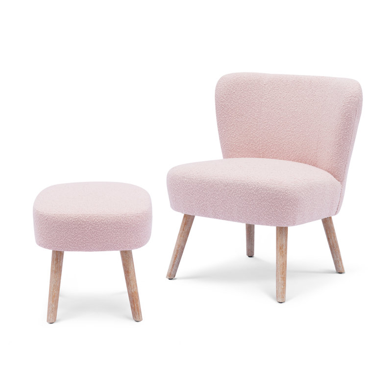 Fauteuil de chambre avec repose-pieds Breann, Mélange de polyester Dusty Peach