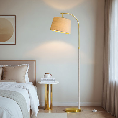 63＂solid wood floor lamp,for offices,living rooms,reading (natural wood finish with gold accents)