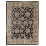 Hand Knotted Wool Oriental Area Rug in Black And Gold