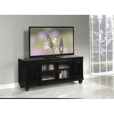 Meuble télé Latanja avec portes et tablettes en verre