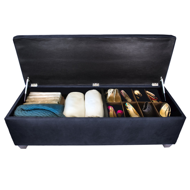 Upholstered Storage Bench, Indigo