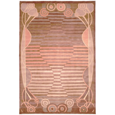 Kneiske Tibetan Hand-Knotted Wool Brown Area Rug