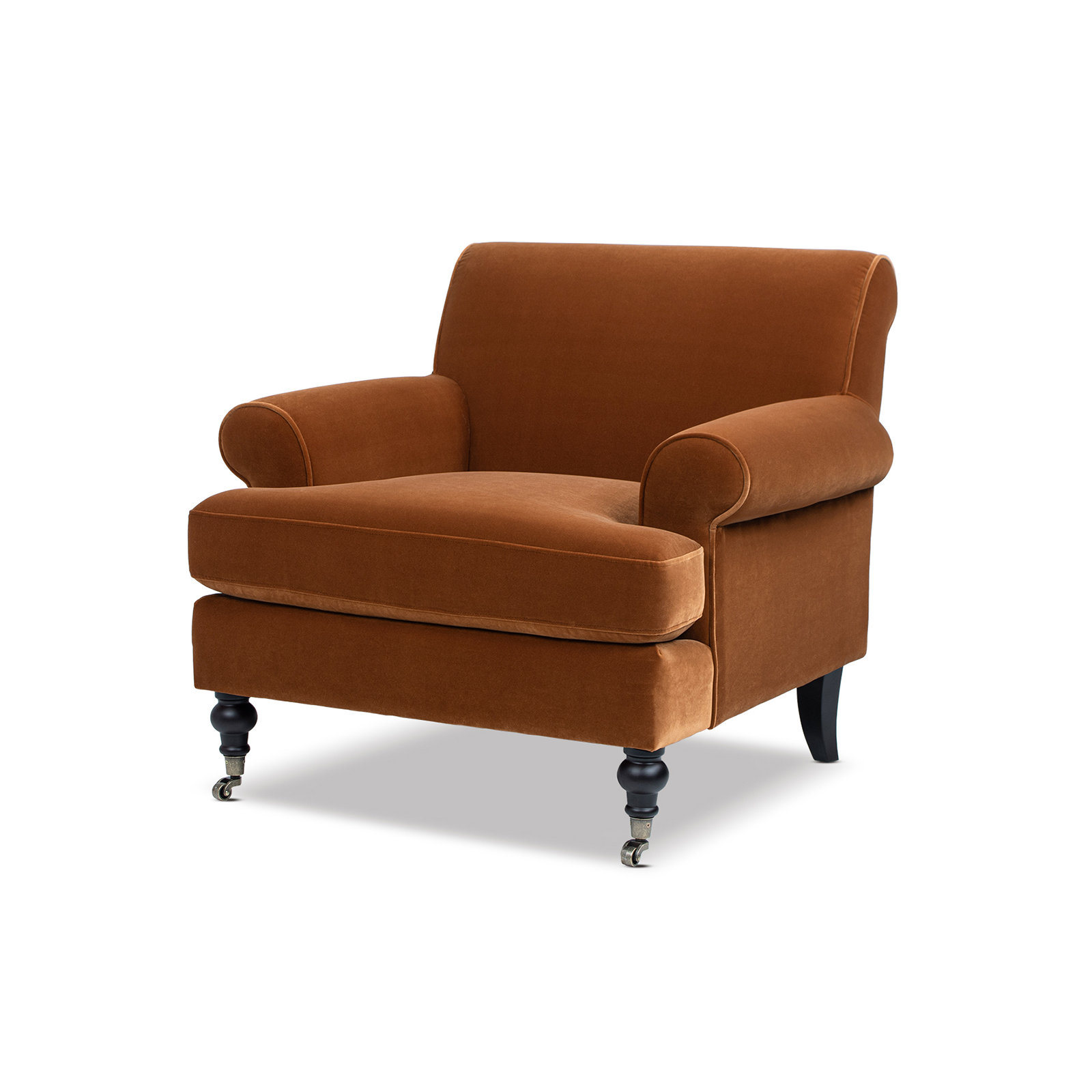 Harbor Upholstered Armchair, Burnt Orange Velvet