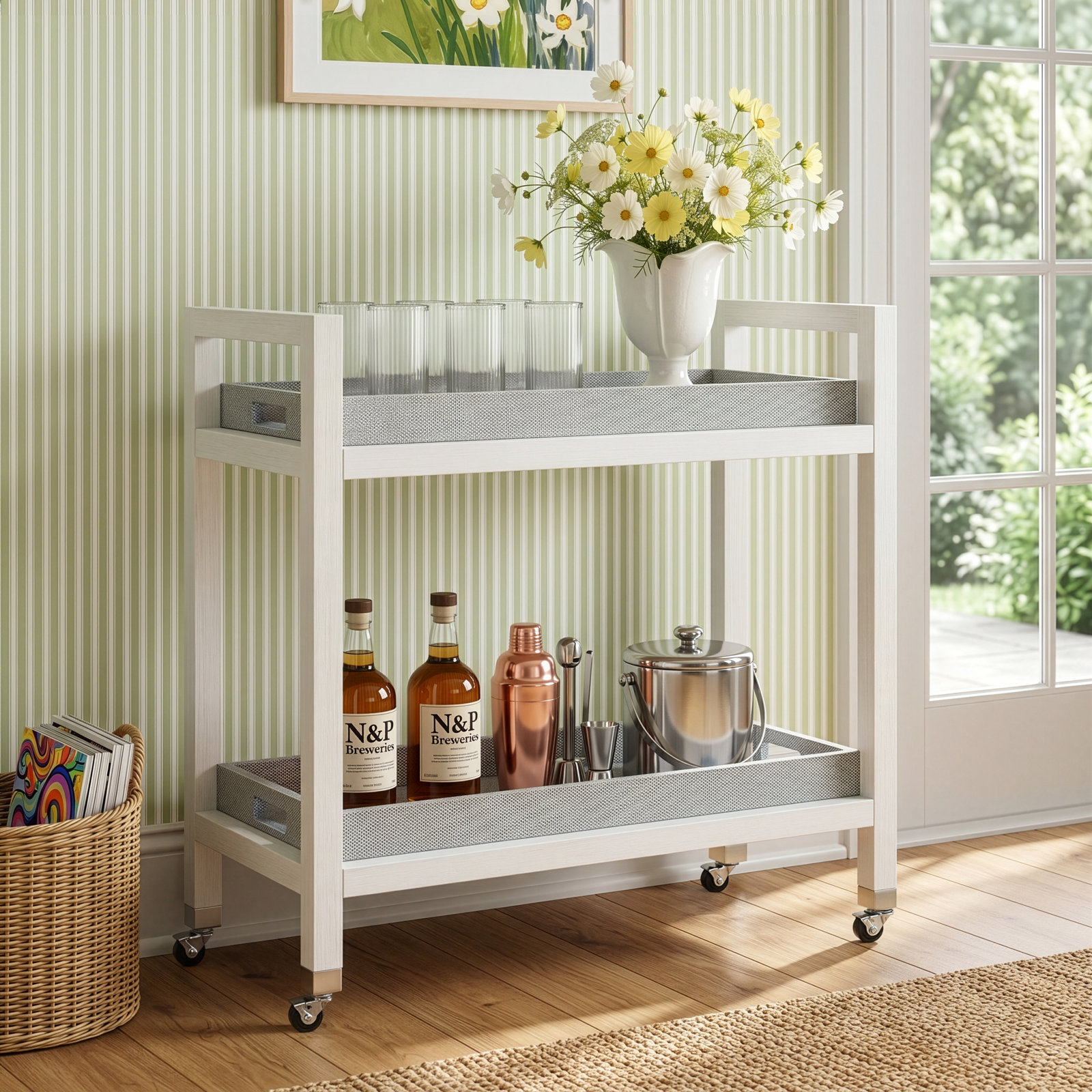 Rosalie Solid Wood Bar Cart