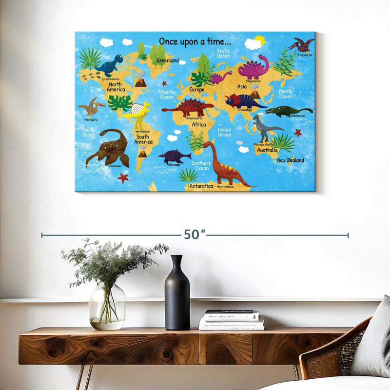 Carte historique des dinosaures d'Aliaz, H 26 po x l 39 po