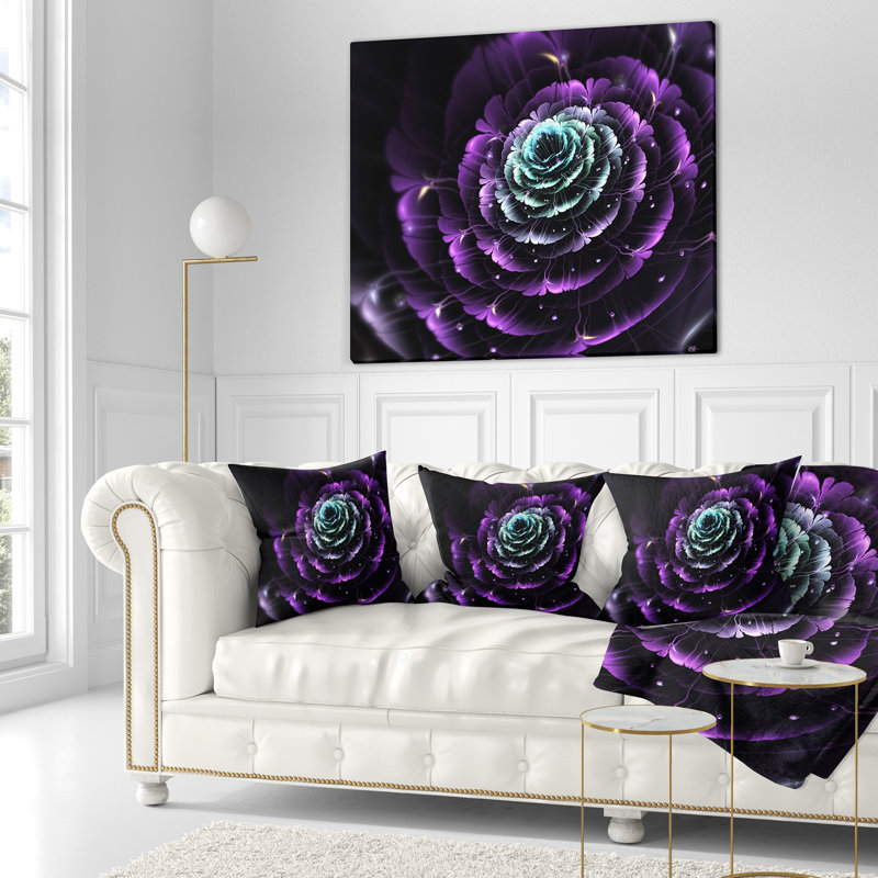 Coussin décoratif floral à fleurs fractales, 16 po x 1 po, Coussin décoratif