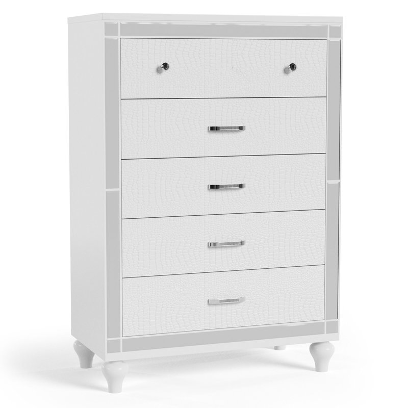Commode 5 tiroirs Meghean, White