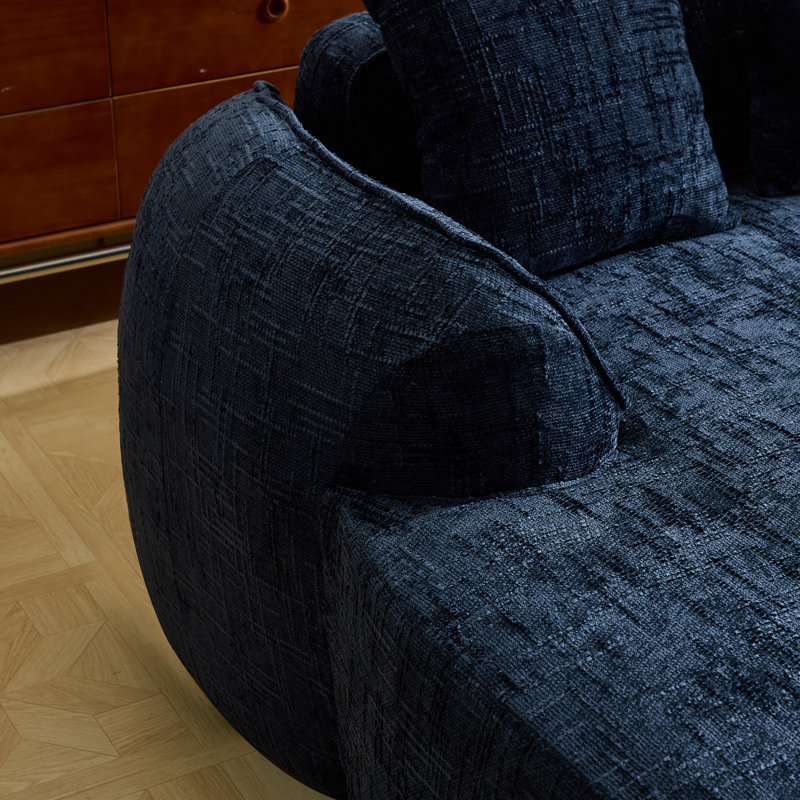 Canapé confortable en chenille bleu foncé en forme de L pour les salons modernes