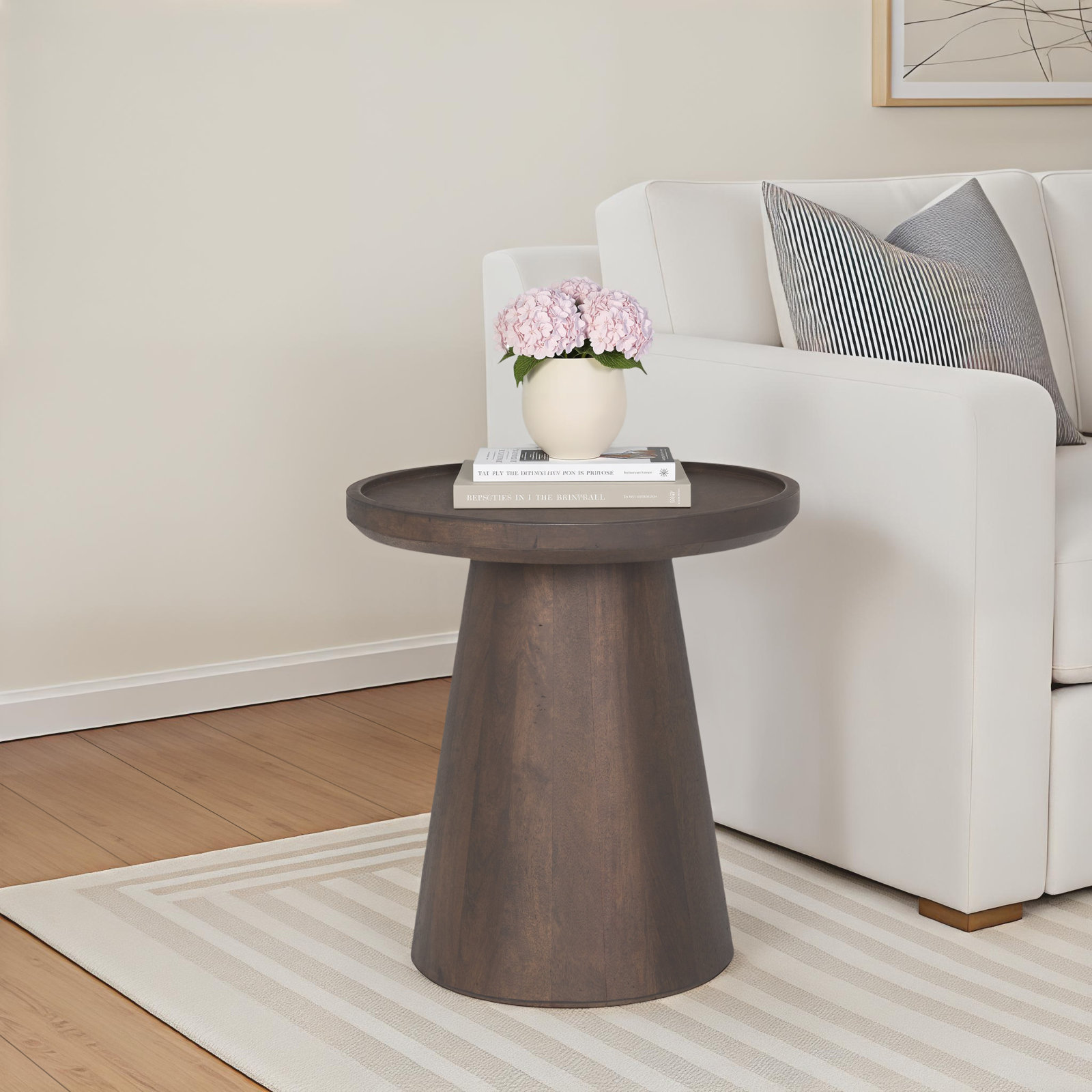 Rebecka Solid Wood End Table, Light Brown
