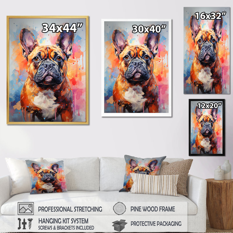 Bulldog Boldness IV - reproduction sur toile, Toile tendue, H 32 po x l 16 po x P 1 po